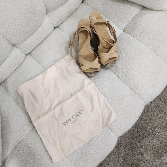 Jimmy Choo Nude Wedges - Picture 1 of 9
